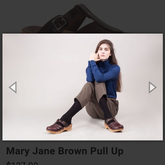 Troentorp Mary Jane Brown Pull Up wooden sole clogs sandals slides 39 EUC - Picture 7 of 17